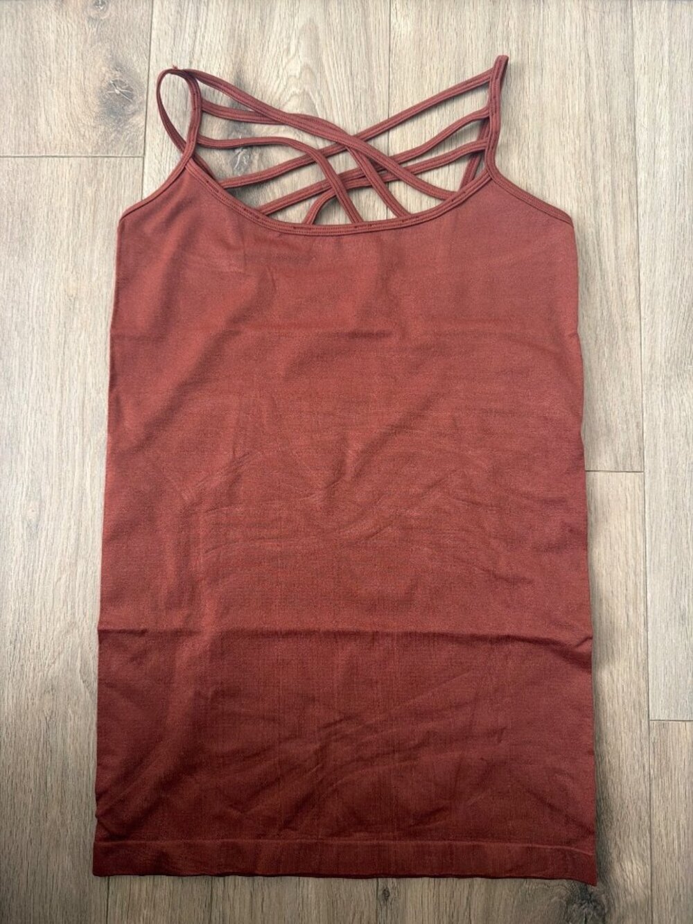 Zenana Rust Crisscross Back Nylon Spandex Camisole S/M
